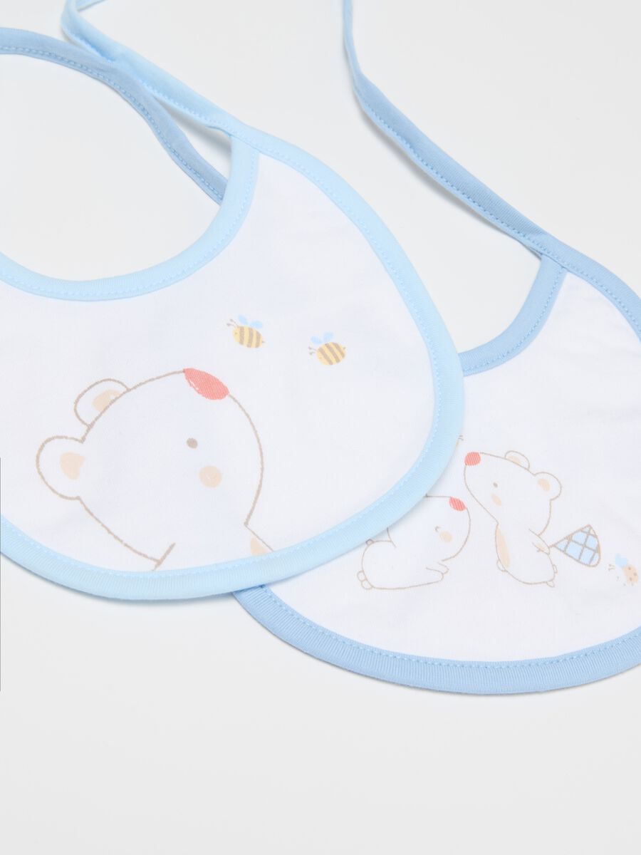 Two-pack bibs with teddy bears and bees print_1