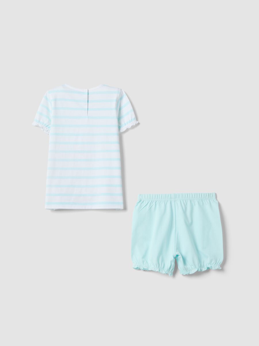 Pigiama corto in puro cotone multicolor da neonata con Aristogatti_1