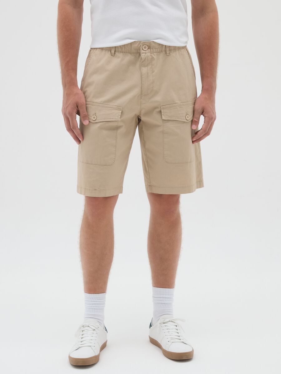 Men's green cotton regular fit shorts_1