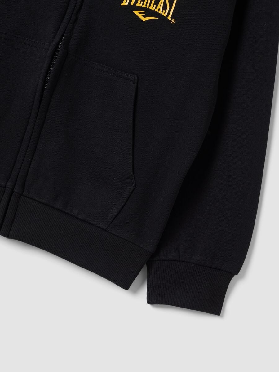 Black regular-fit pure cotton hoodie with logo for boys_3