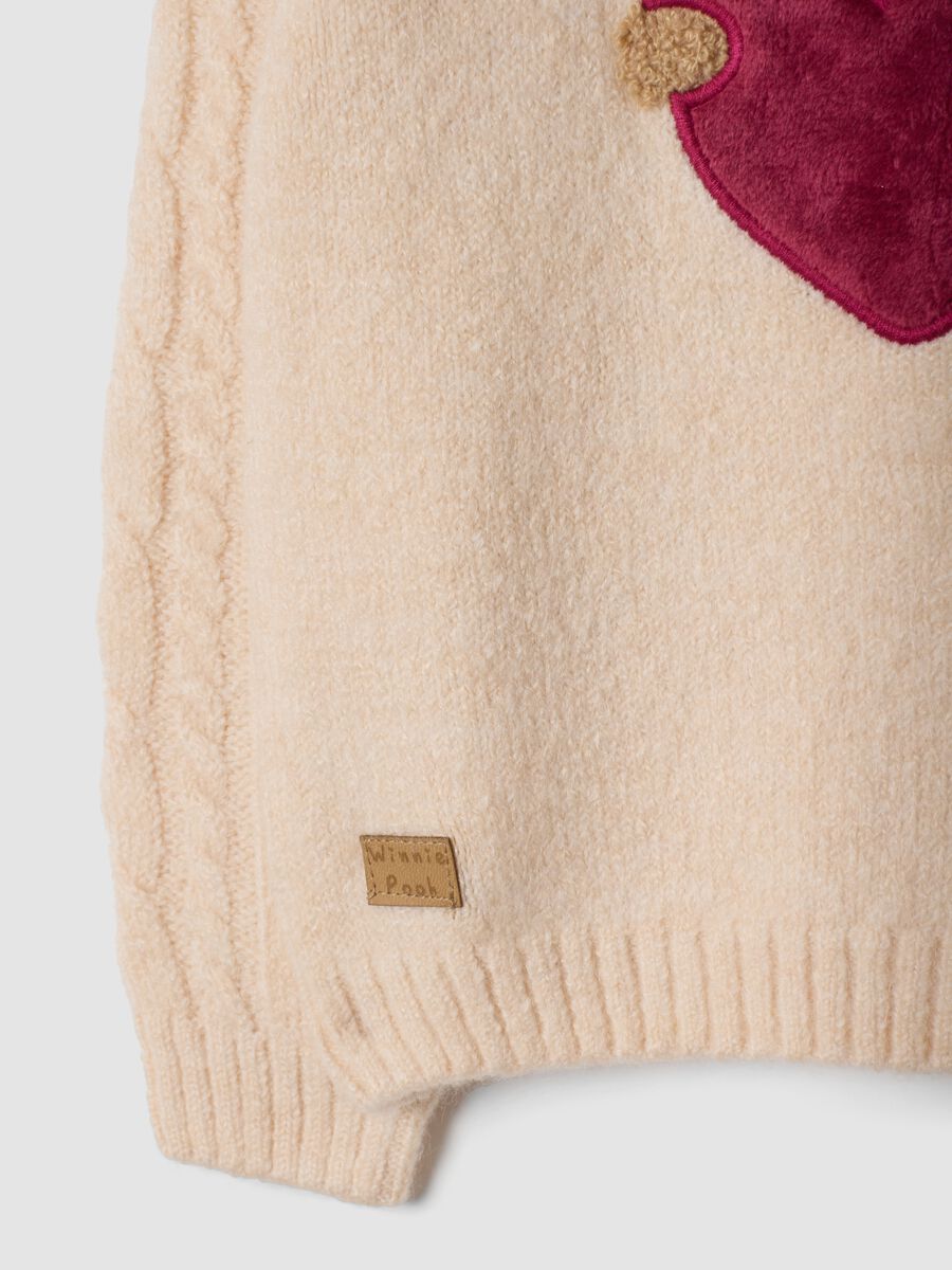 Pink crew-neck stretch top with Winnie the Pooh embroidery_2
