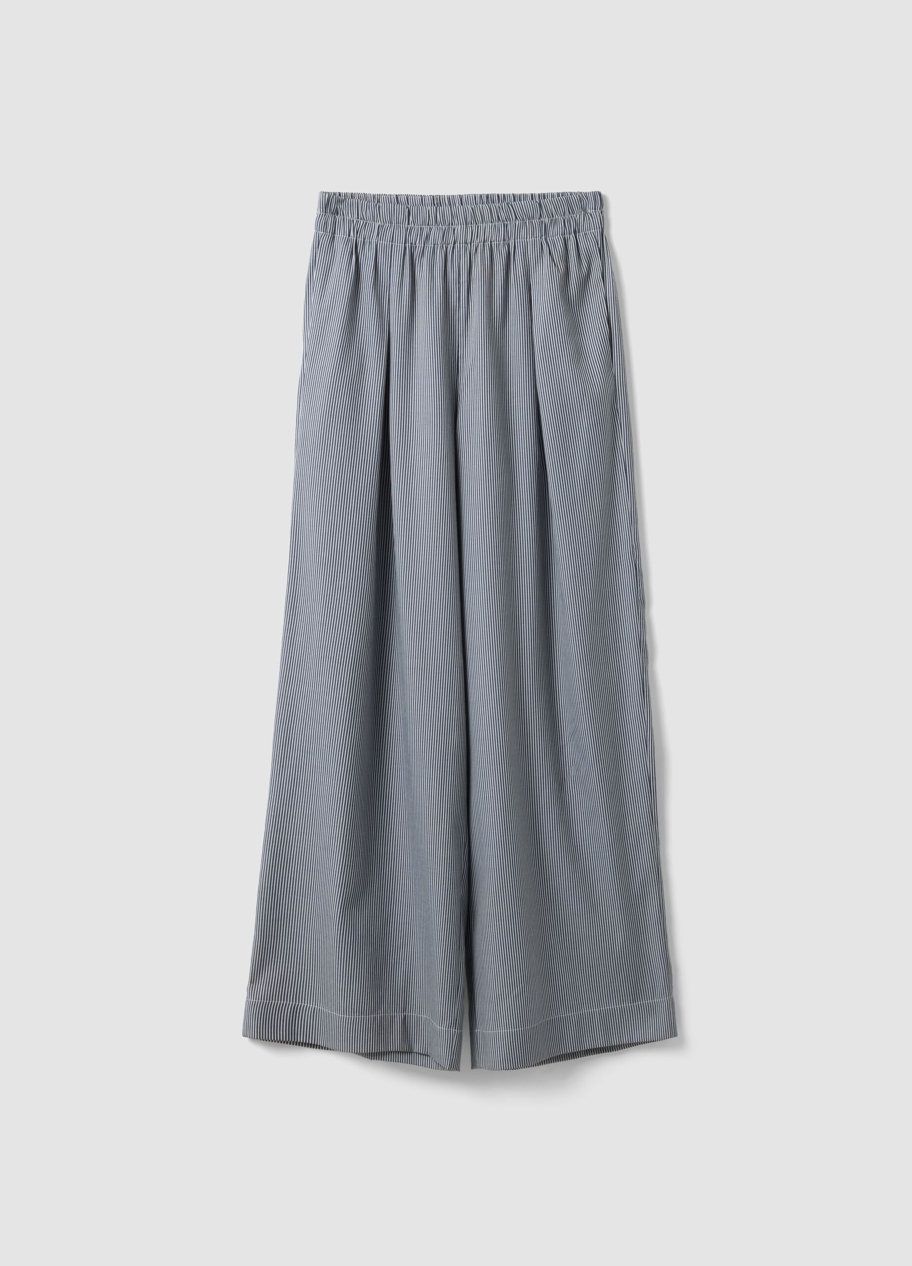 Blue striped palazzo trousers with elasticated waist