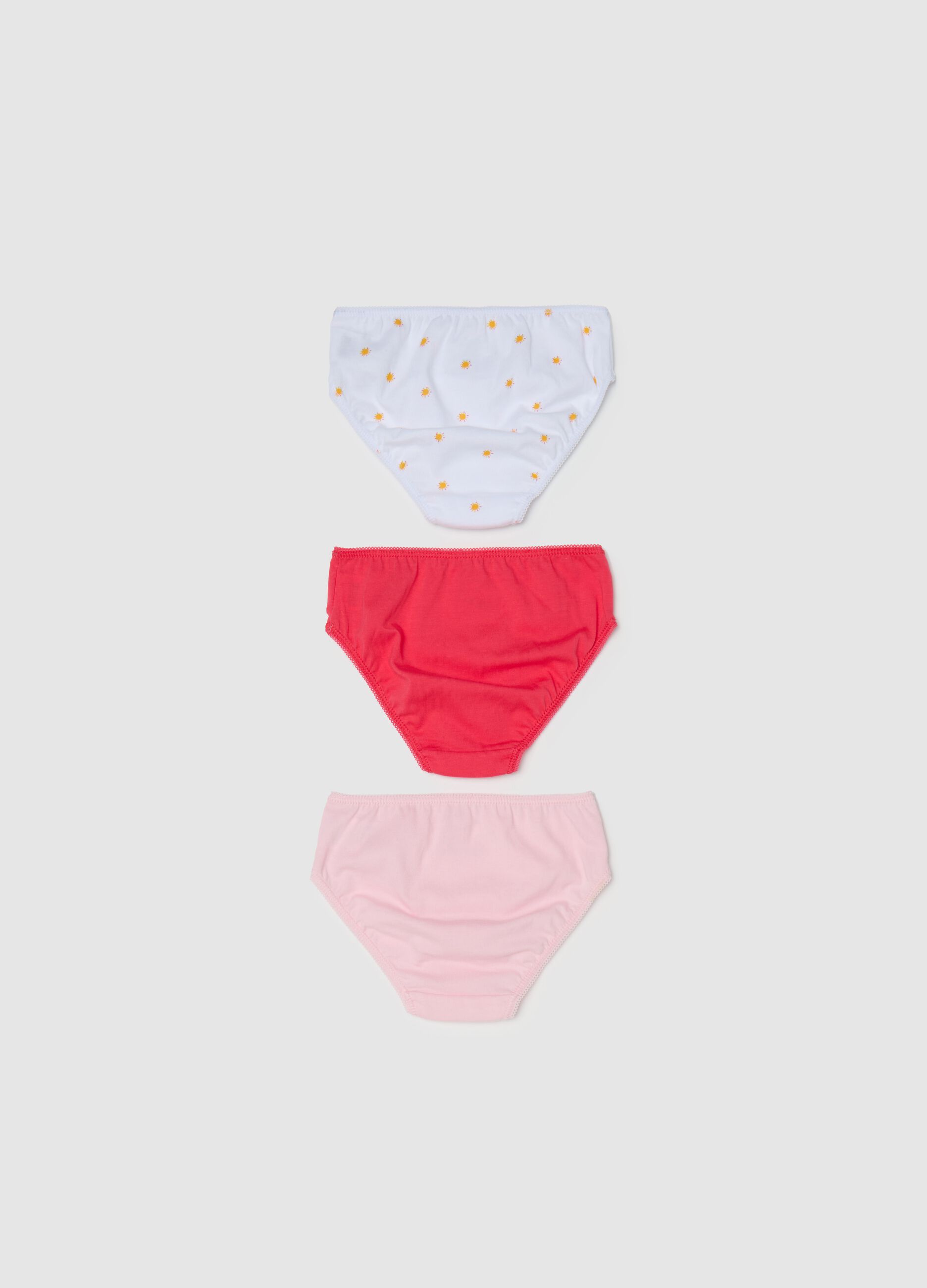 Three-pack briefs in cotton with bow and print