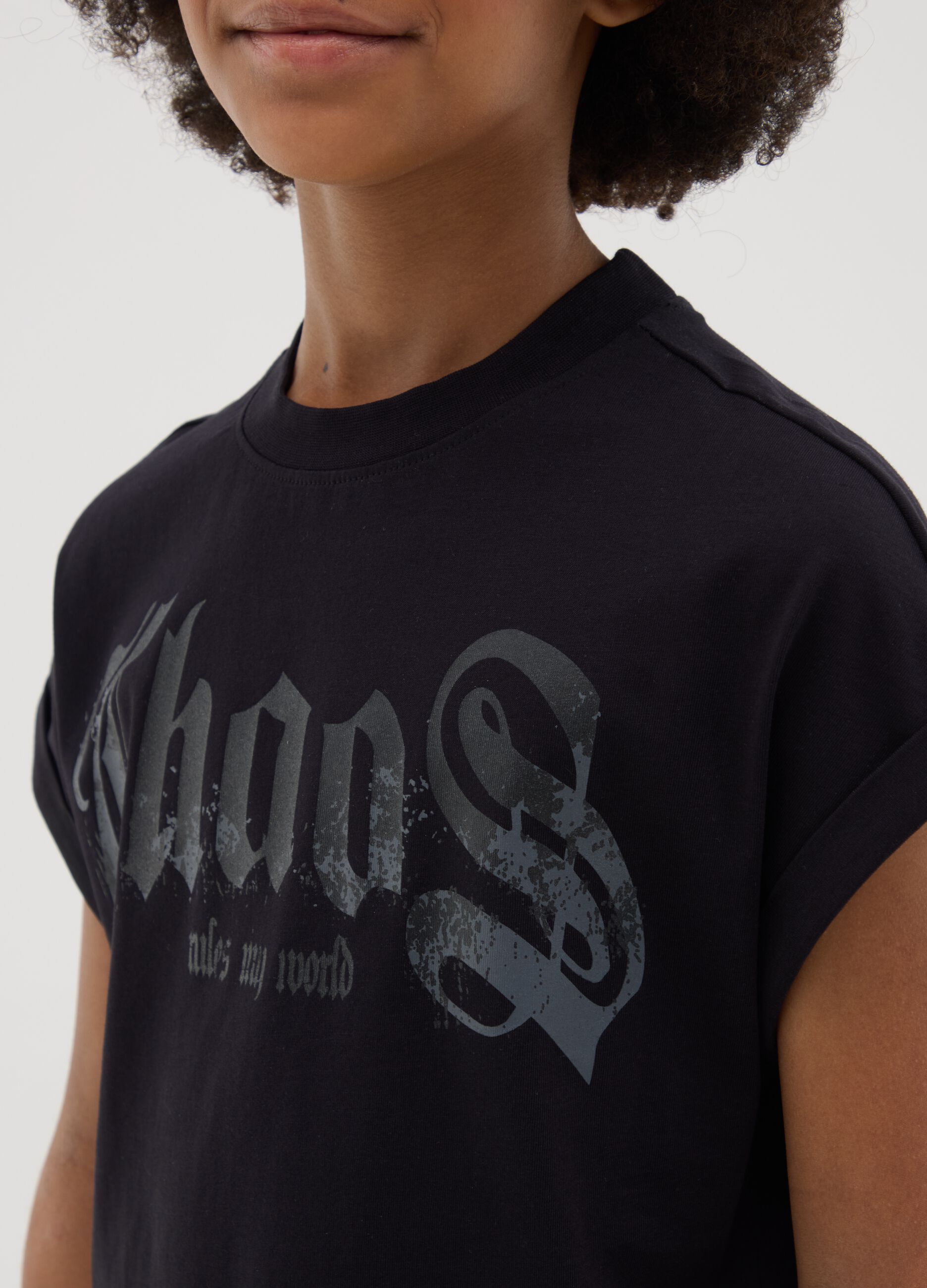 Black T-shirt with graphic design OVS Kids