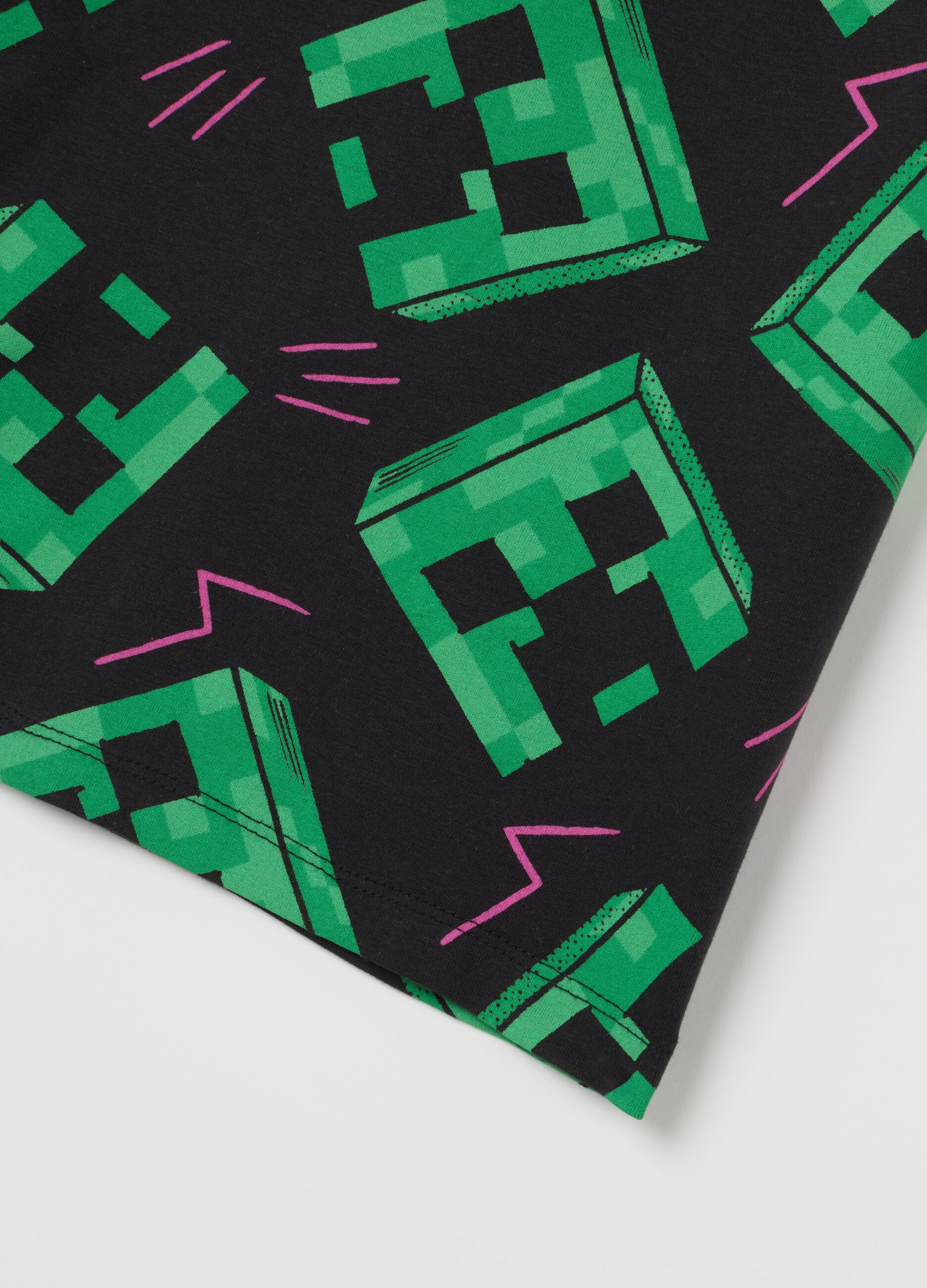 Children's pure cotton multi-coloured regular fit t-shirt with Minecraft print