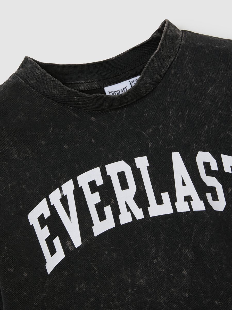 T-shirt da bambino in puro cotone nero regular fit con logo_1