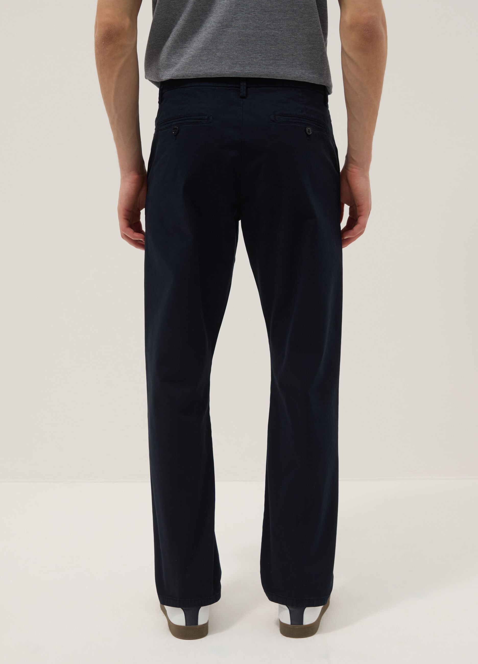 Blue regular-fit stretch cotton chino trousers