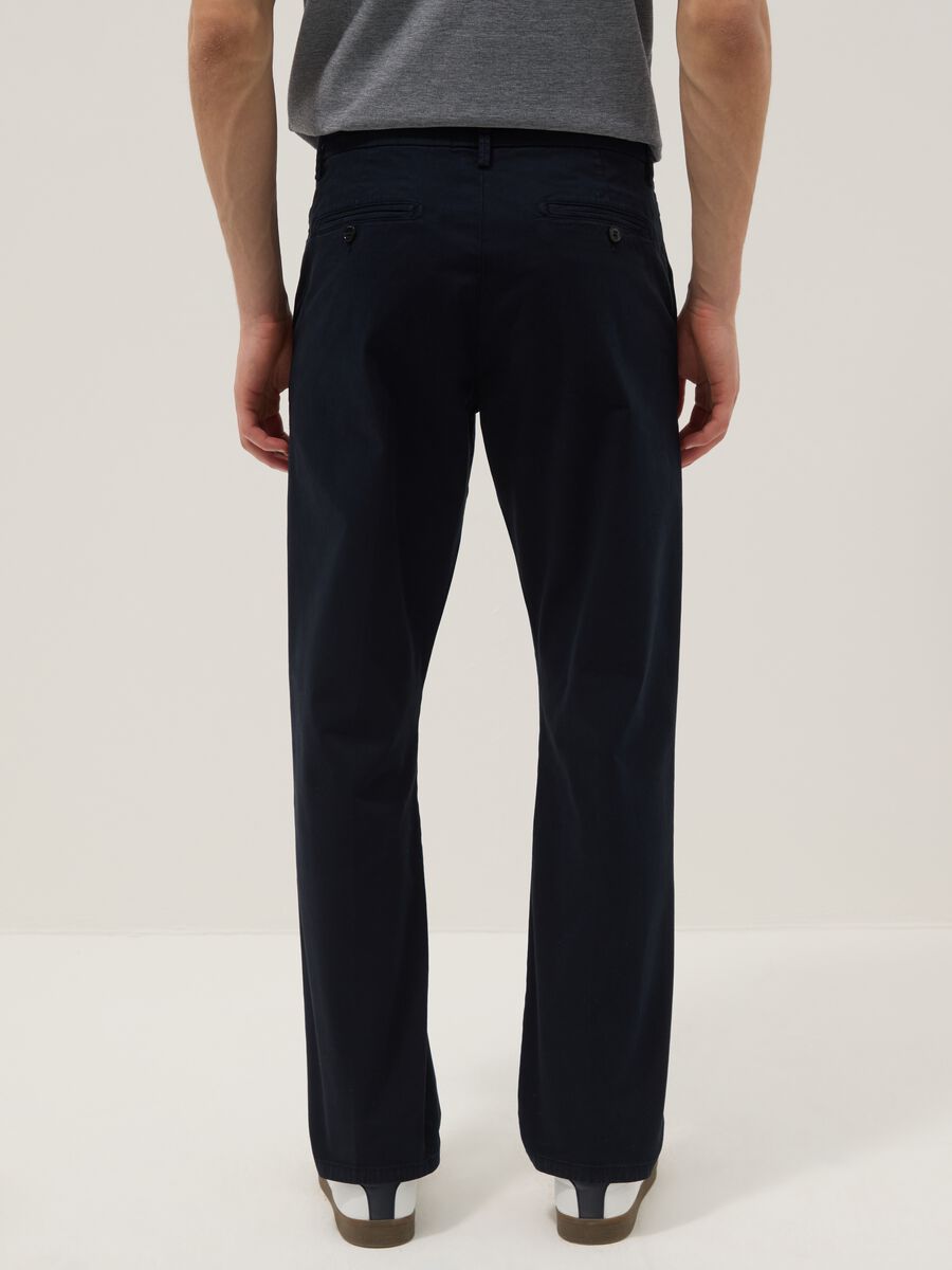 Blue regular-fit stretch cotton chino trousers_2