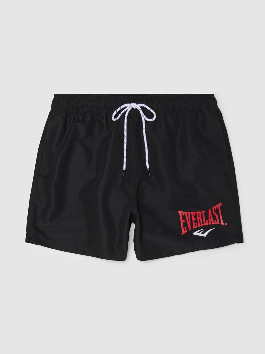 Black swimming trunks with logo print_4