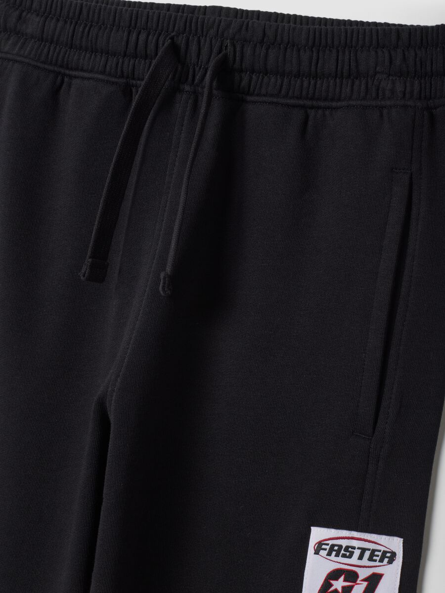 Pantaloni jogger neri in puro cotone relaxed fit_2