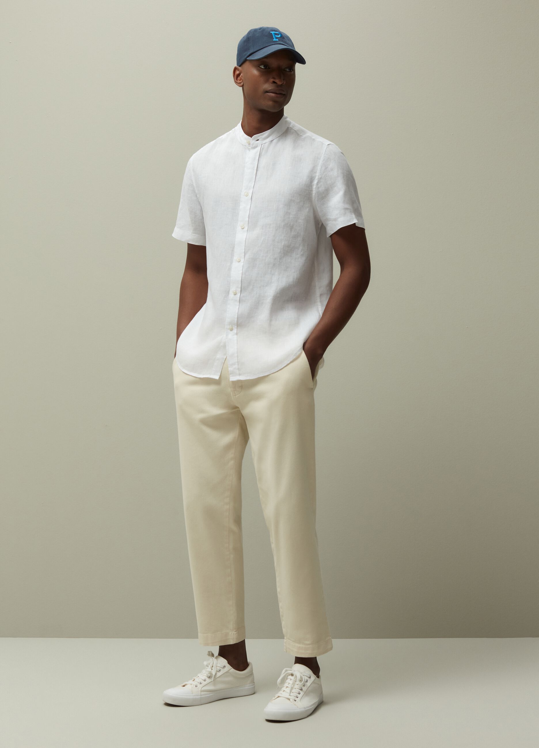 Ovs Camicia in lino collo alla coreana