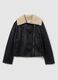 Black padded biker jacket, regular fit with zip_0