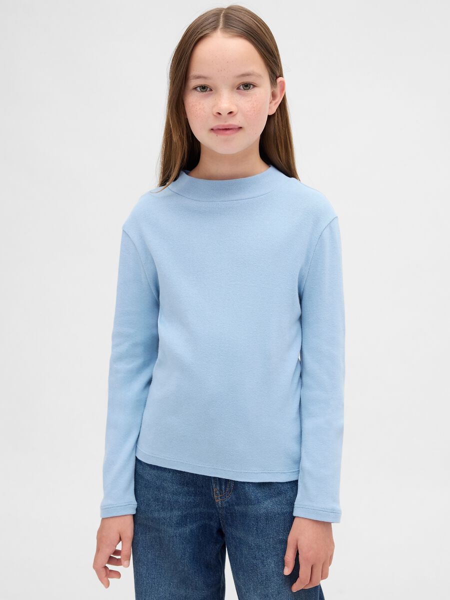 Maglietta a maniche lunghe azzurra in cotone_0