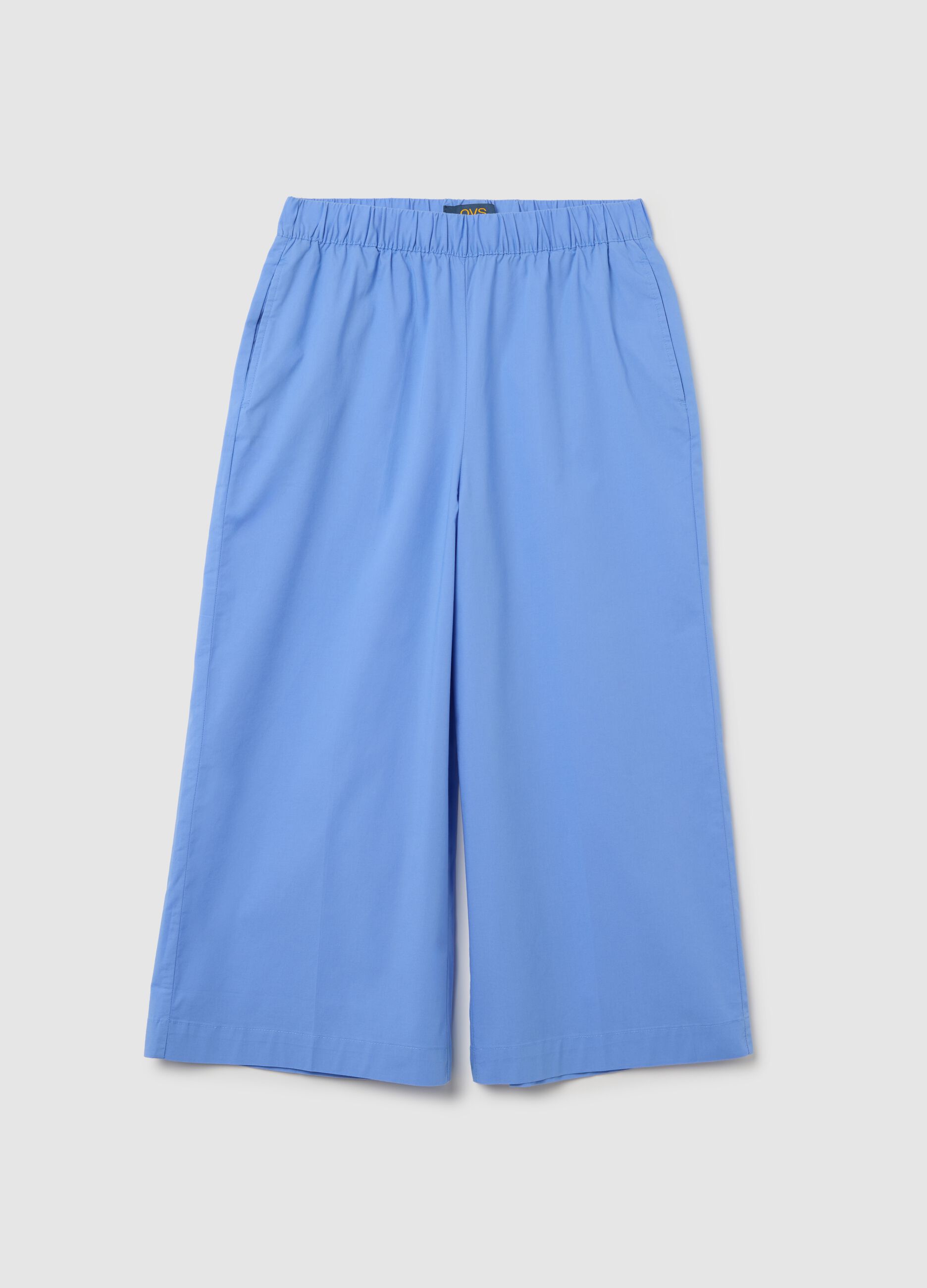 Women's Regular Fit Light Blue Culotte Trousers