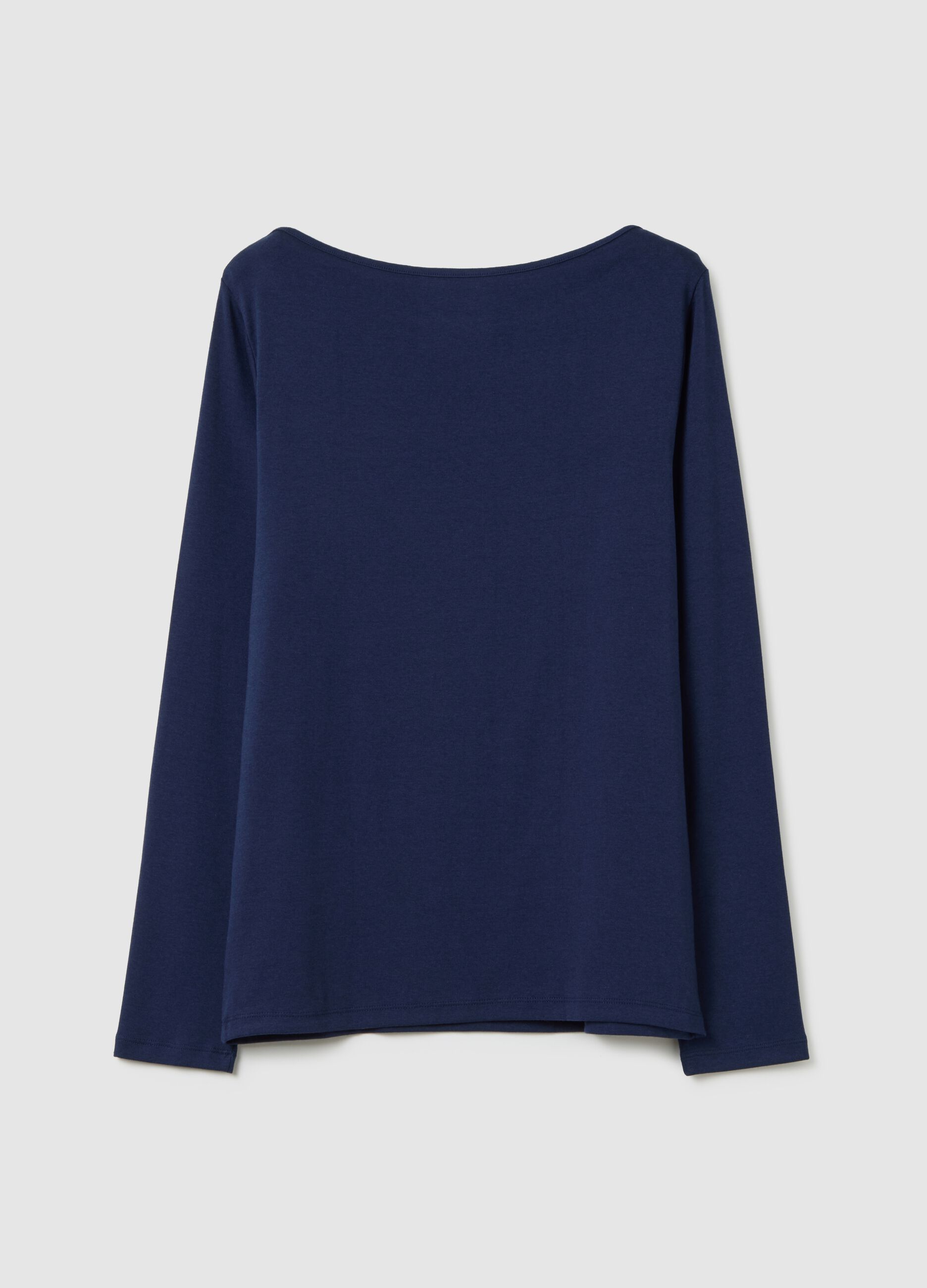 T-shirt in cotton and modal with boat neck