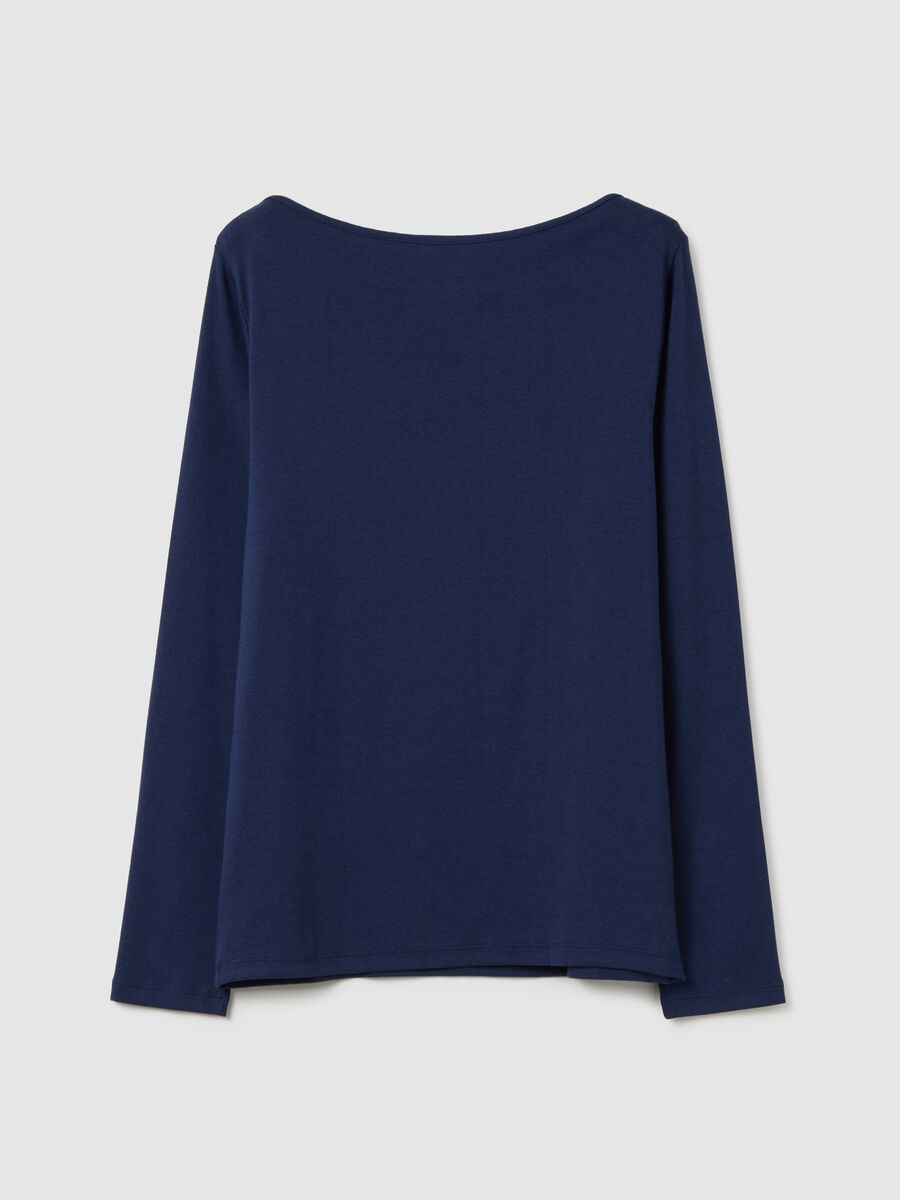 T-shirt scollo a barchetta in cotone e modal_3