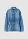 Giacca in puro cotone denim blu regular fit con cintura_4