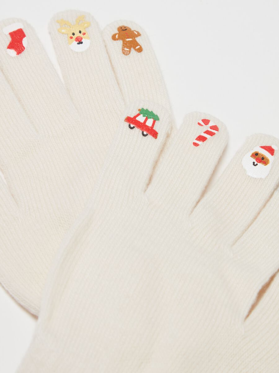 Touch-screen gloves with Christmas print_2