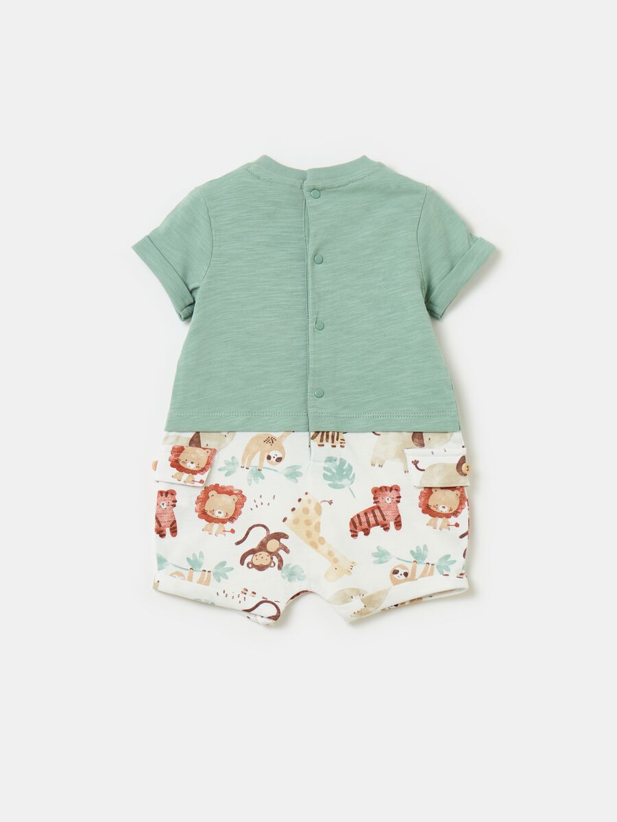 Organic cotton romper suit with embroidery and print_1