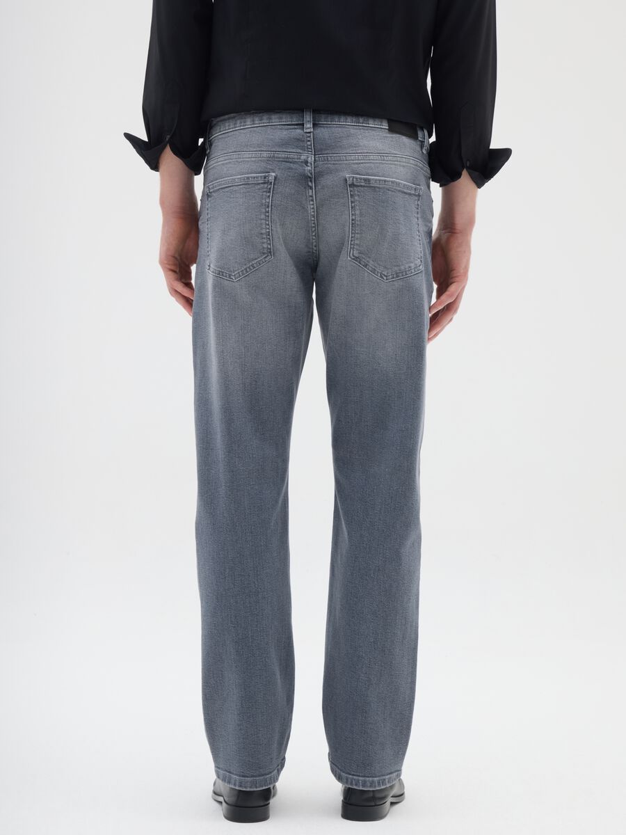 Men's comfort grey stretch cotton jeans_2