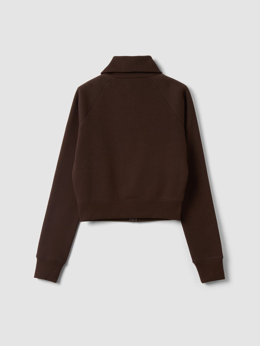 Brown cotton-blend sweatshirt with collar_2
