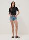 Shorts denim azzurro in puro cotone straight fit_1
