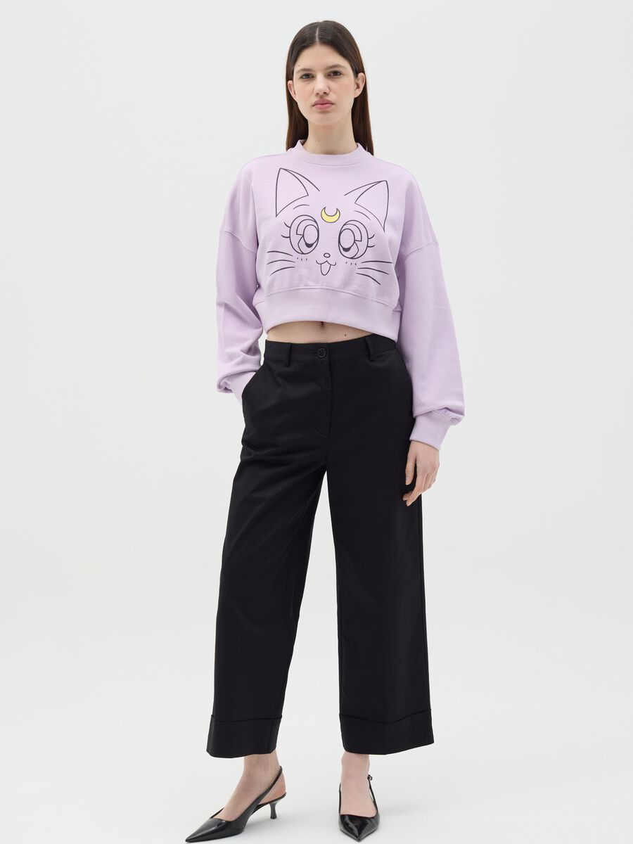 Lilac cropped sweatshirt with Luna print_1