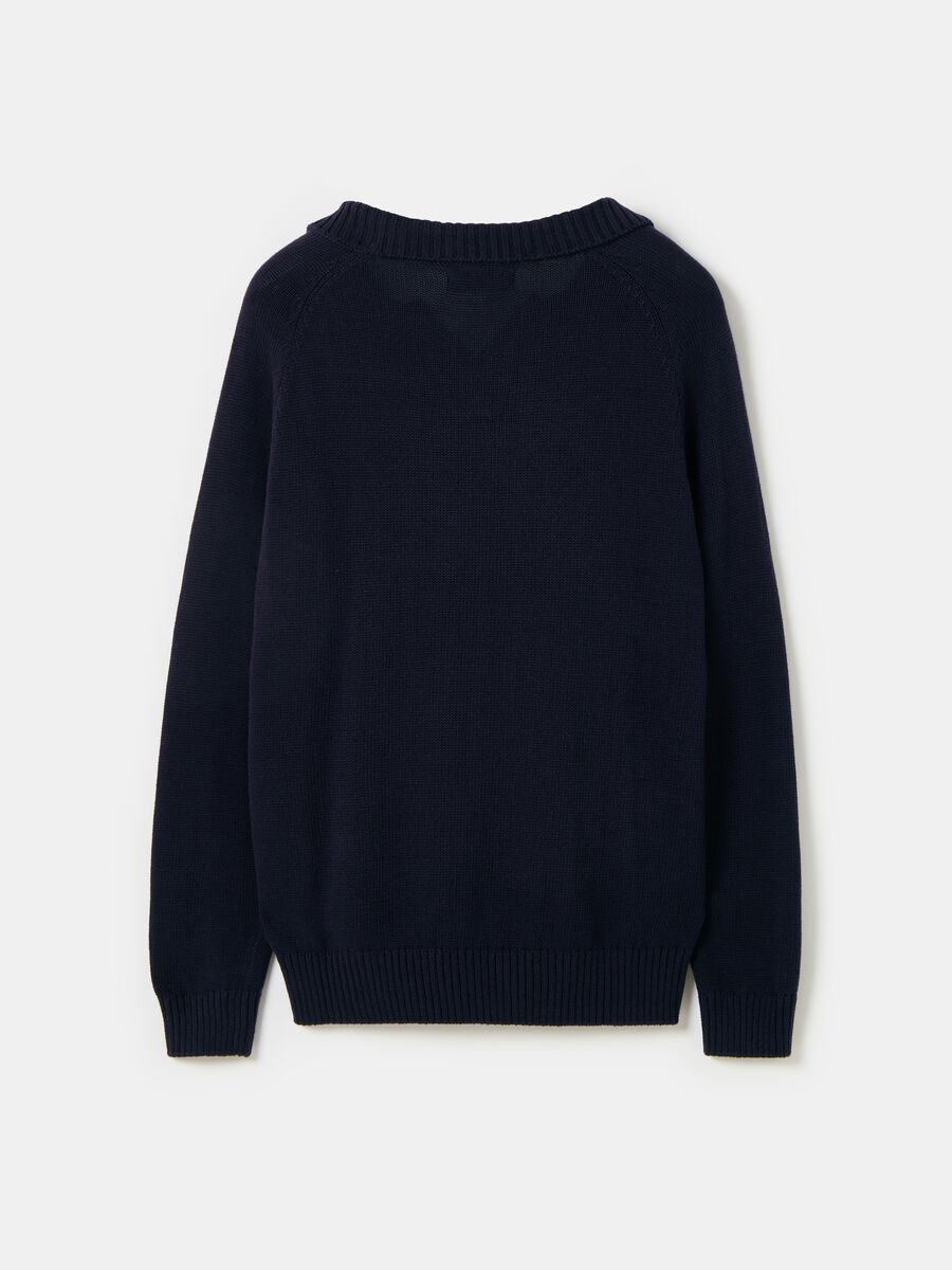 Cotton pullover with polo neck_4