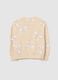 Girls' beige cotton sweatshirt with regular fit and crew neck_1