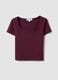 Purple stretch-cotton T-shirt with square neckline_4