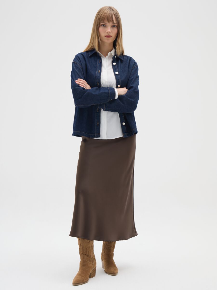 Grey Satin Long Skirt_0