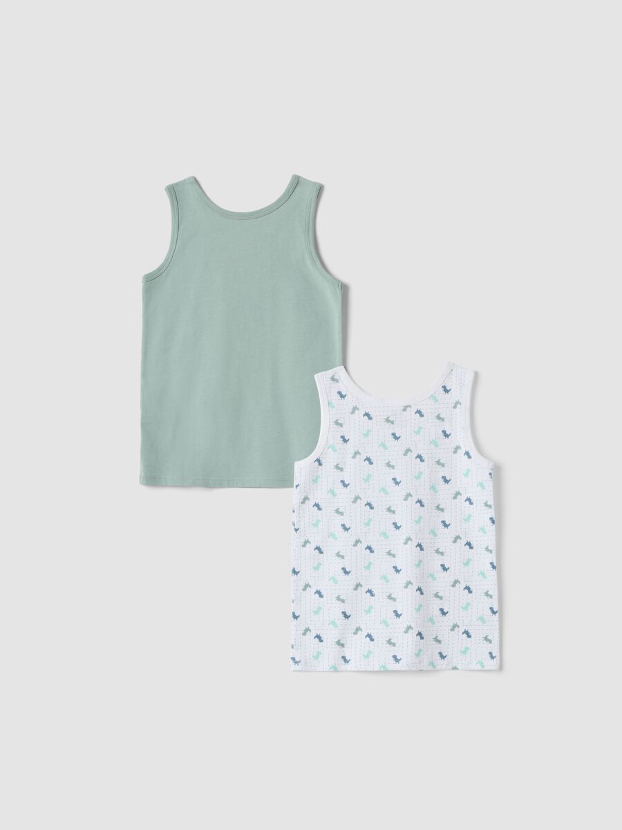 2-pack of green and white organic cotton racer vests with print_1