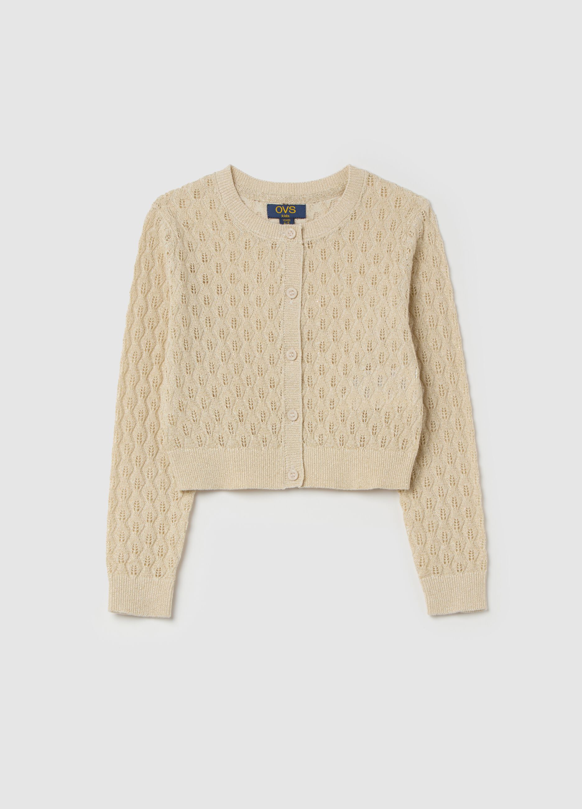 Cardigan with openwork design lurex