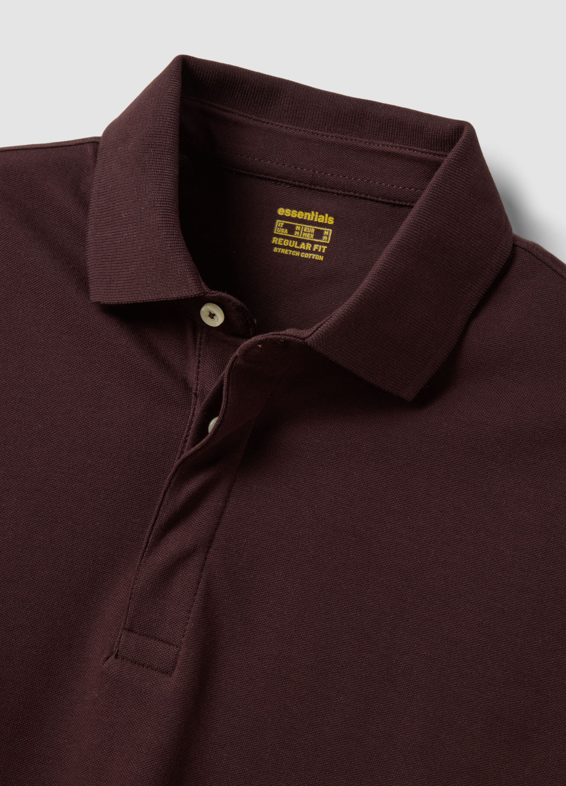 Men&rsquo;s brown regular-fit long-sleeve stretch cotton polo shirt