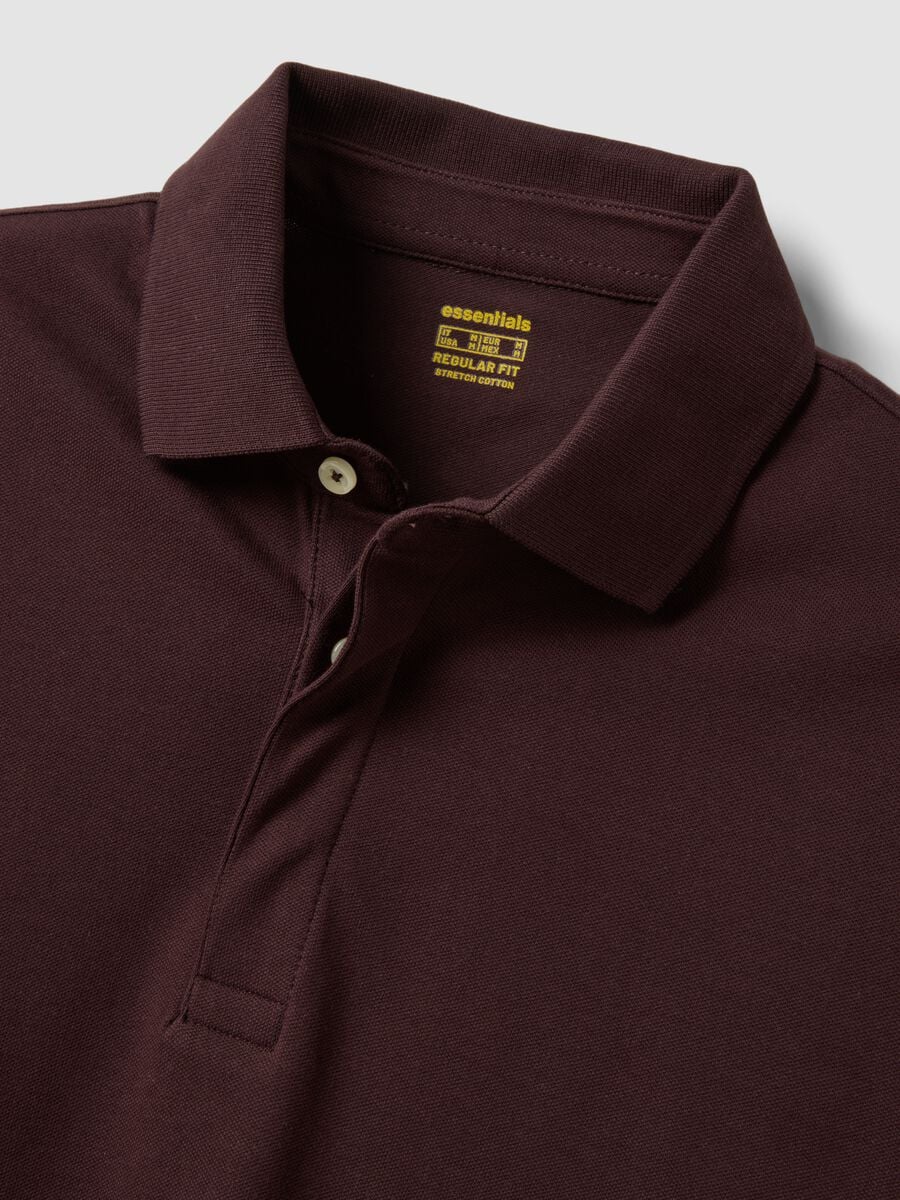 Polo marrone in cotone elasticizzato a maniche lunghe regular fit_5