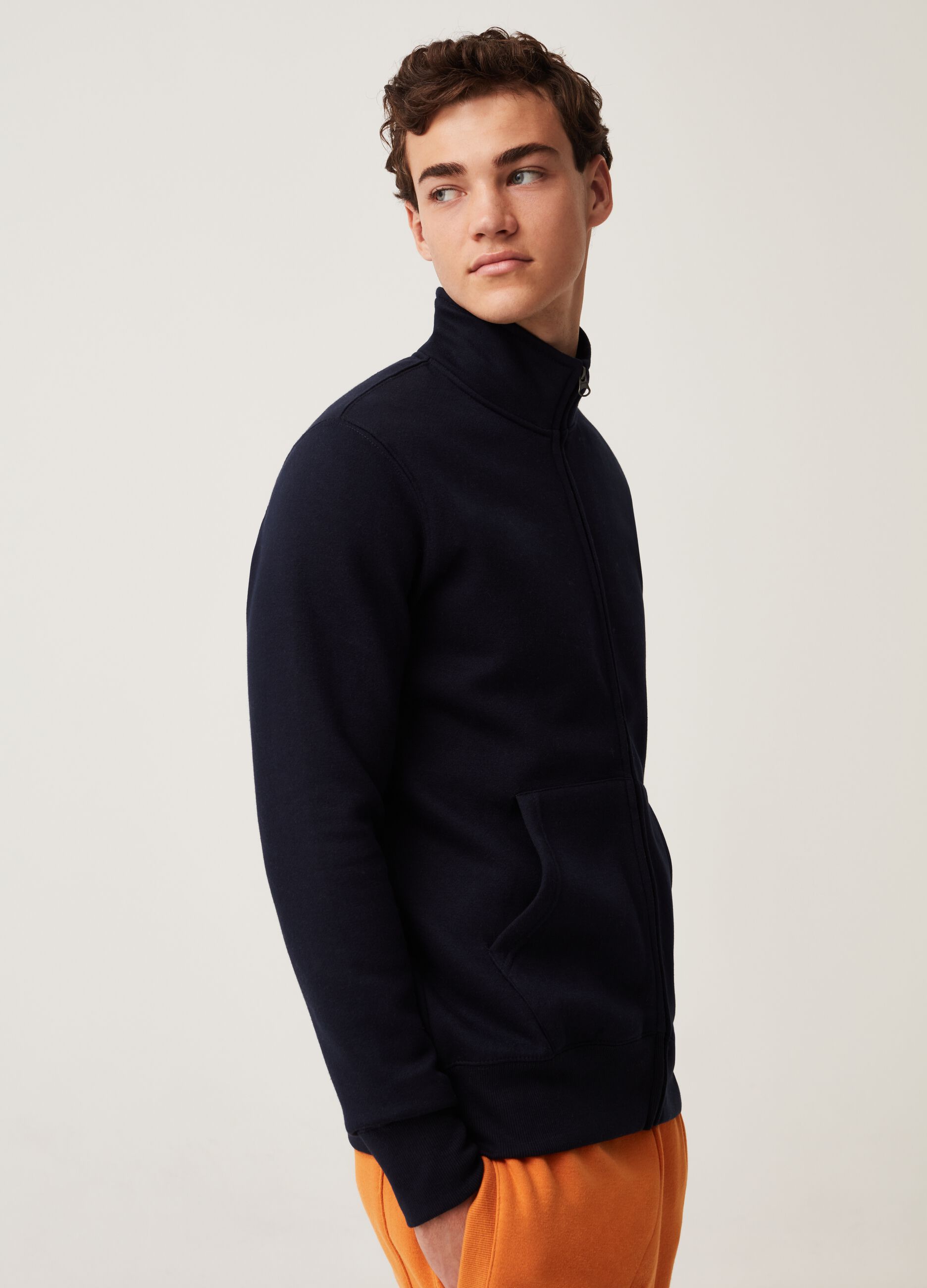 Full-zip in felpa a collo alto
