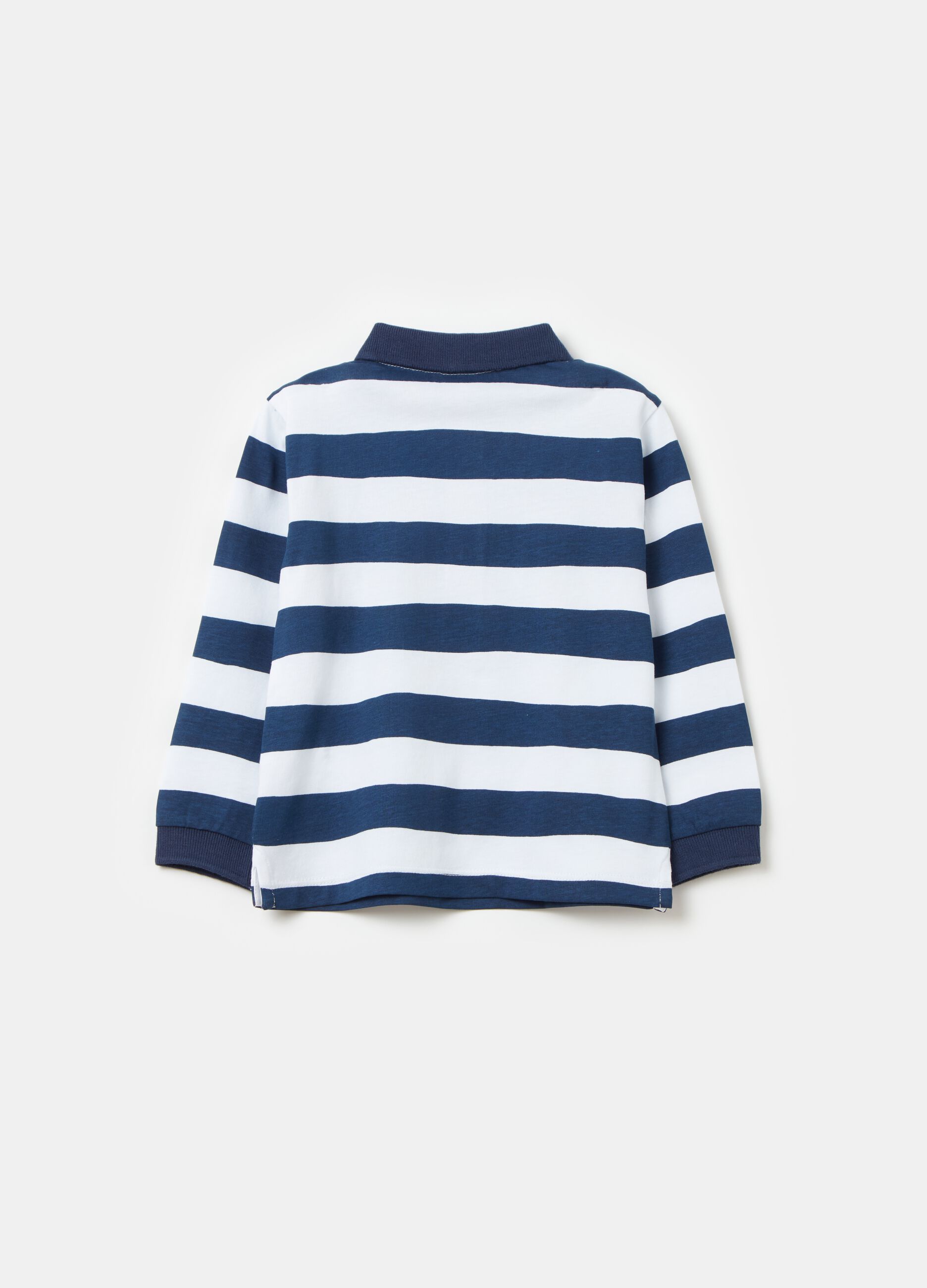 Long-sleeved polo shirt with striped pattern