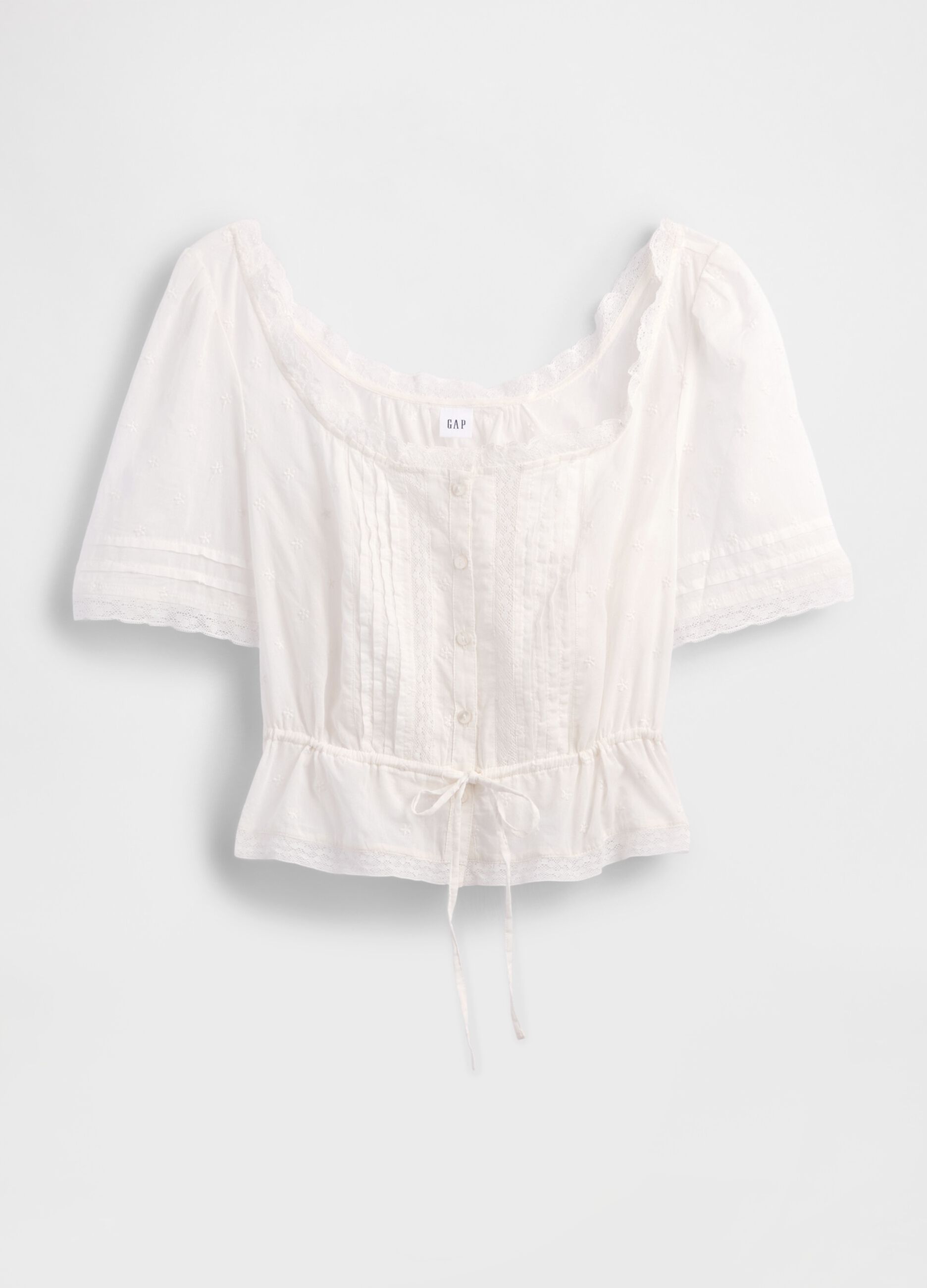 Pure cotton short-sleeve blouse