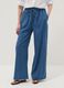 Pantaloni blu in puro lyocell a gamba ampia regular fit_1