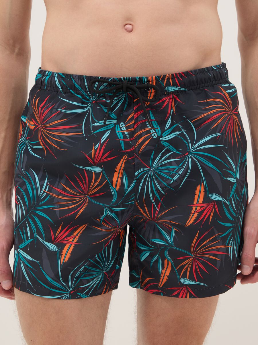 Multicolour tropical print swim shorts_1
