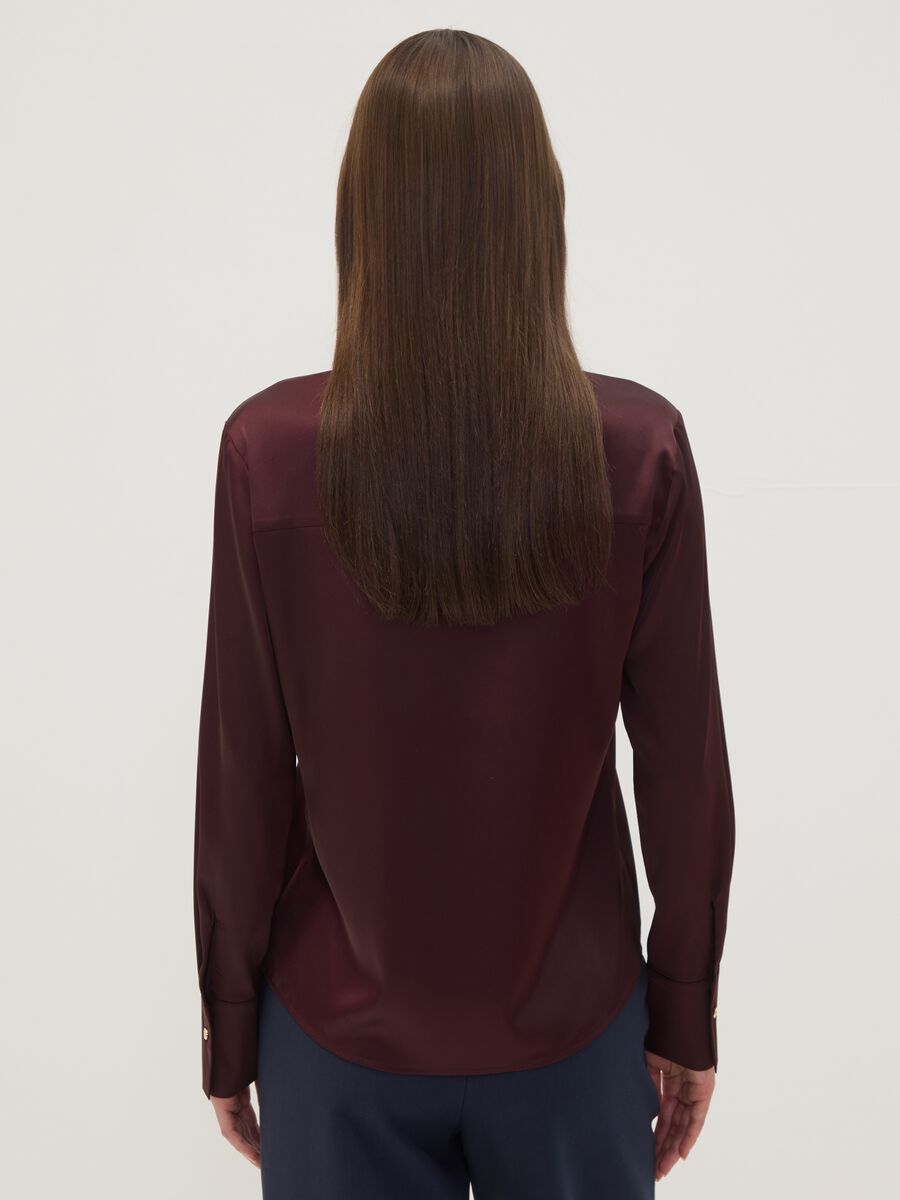 Purple stretch shirt with classic collar_3