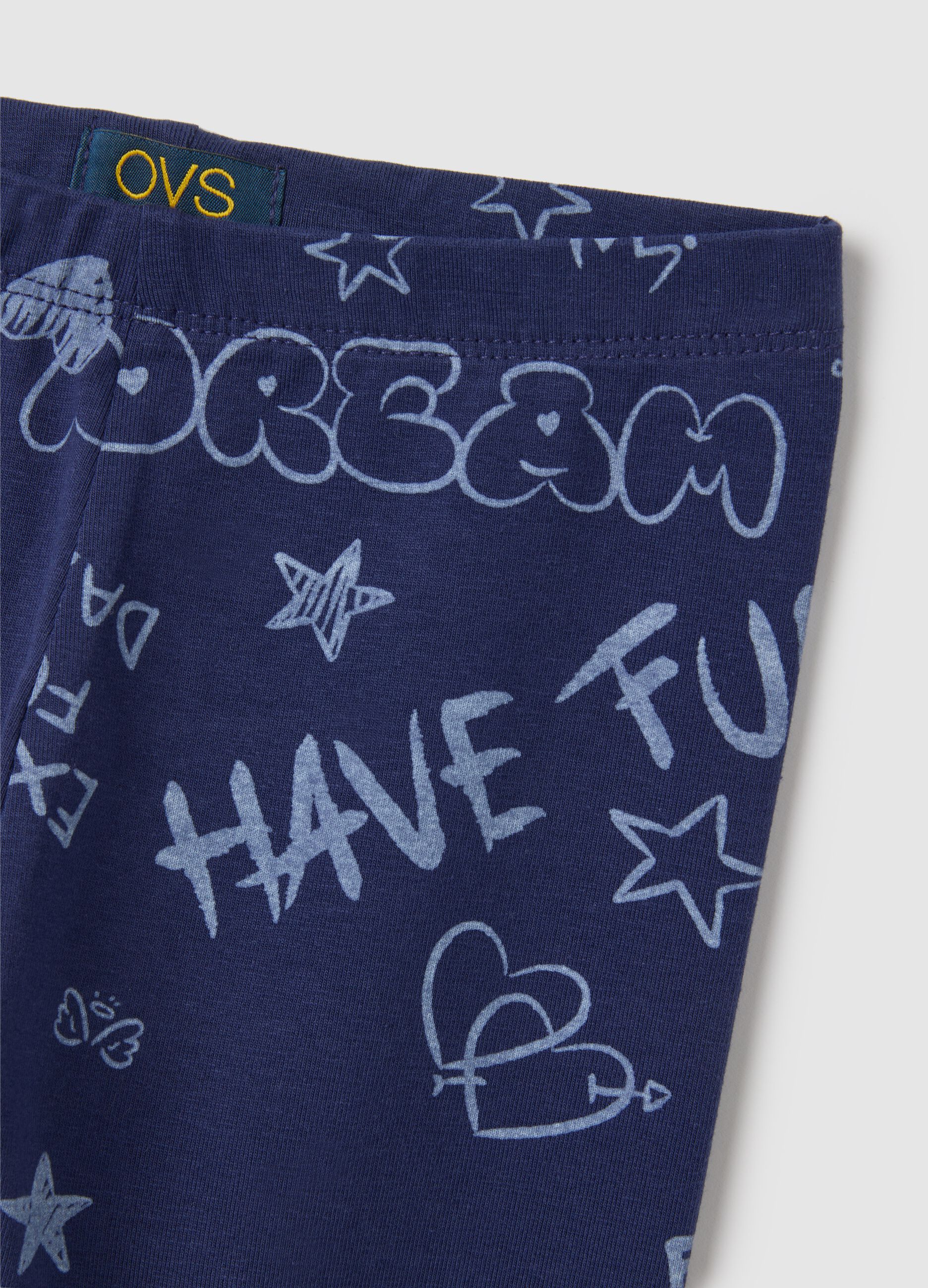 Girls' blue stretch cotton leggings