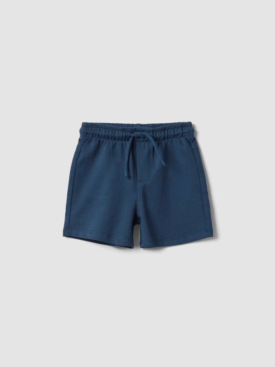 Blue pure cotton regular fit shorts for babies_0