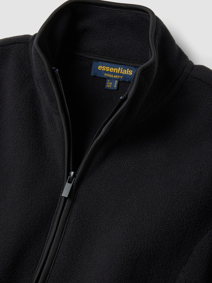 Black crew-neck zip sweatshirt_1