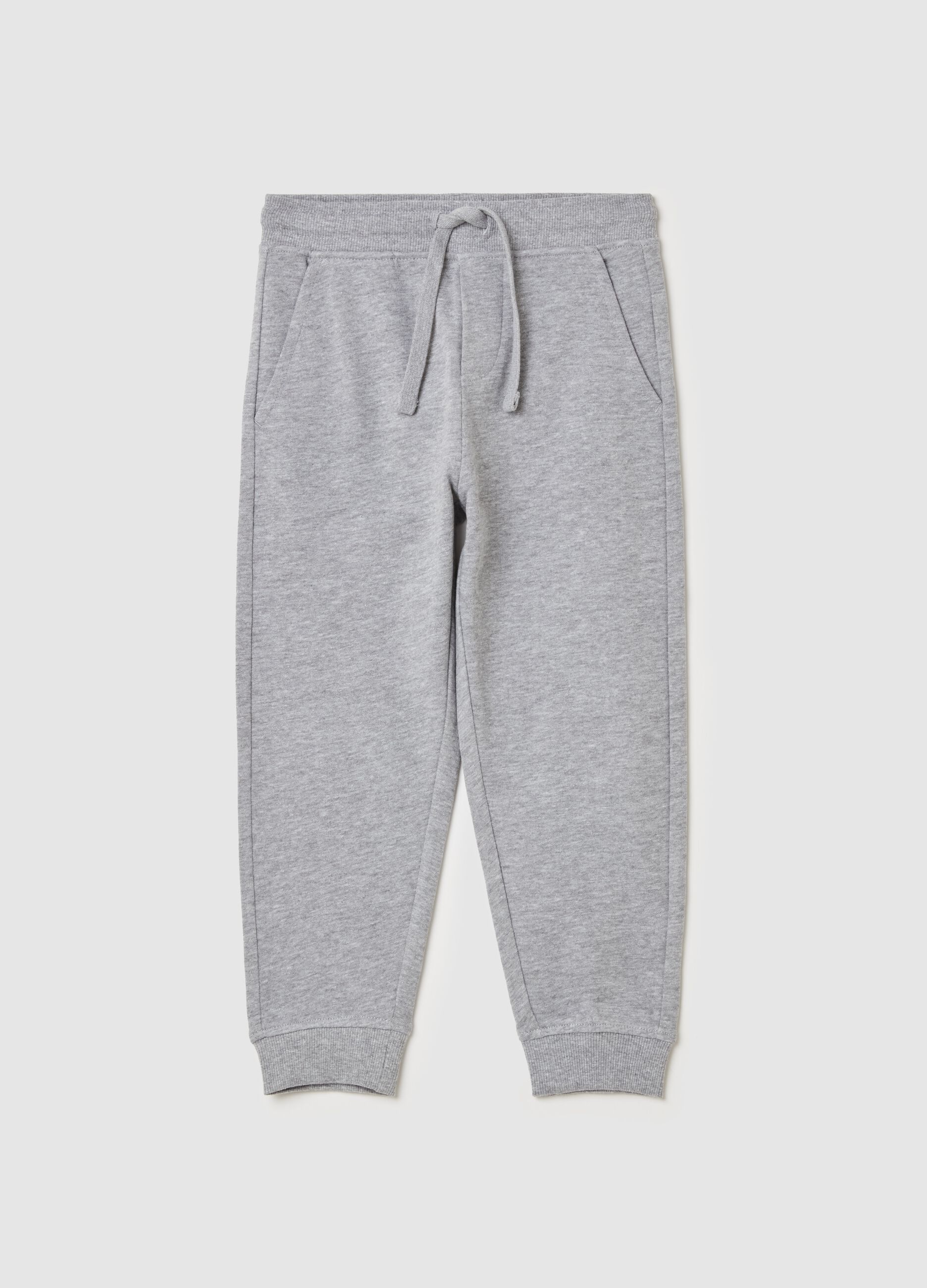Joggers da bambino in puro cotone grigio regular fit