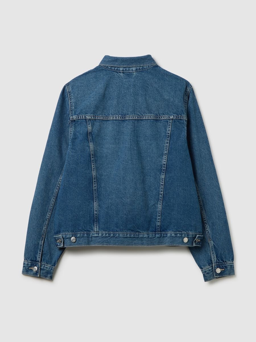Short jacket in acid wash denim_1