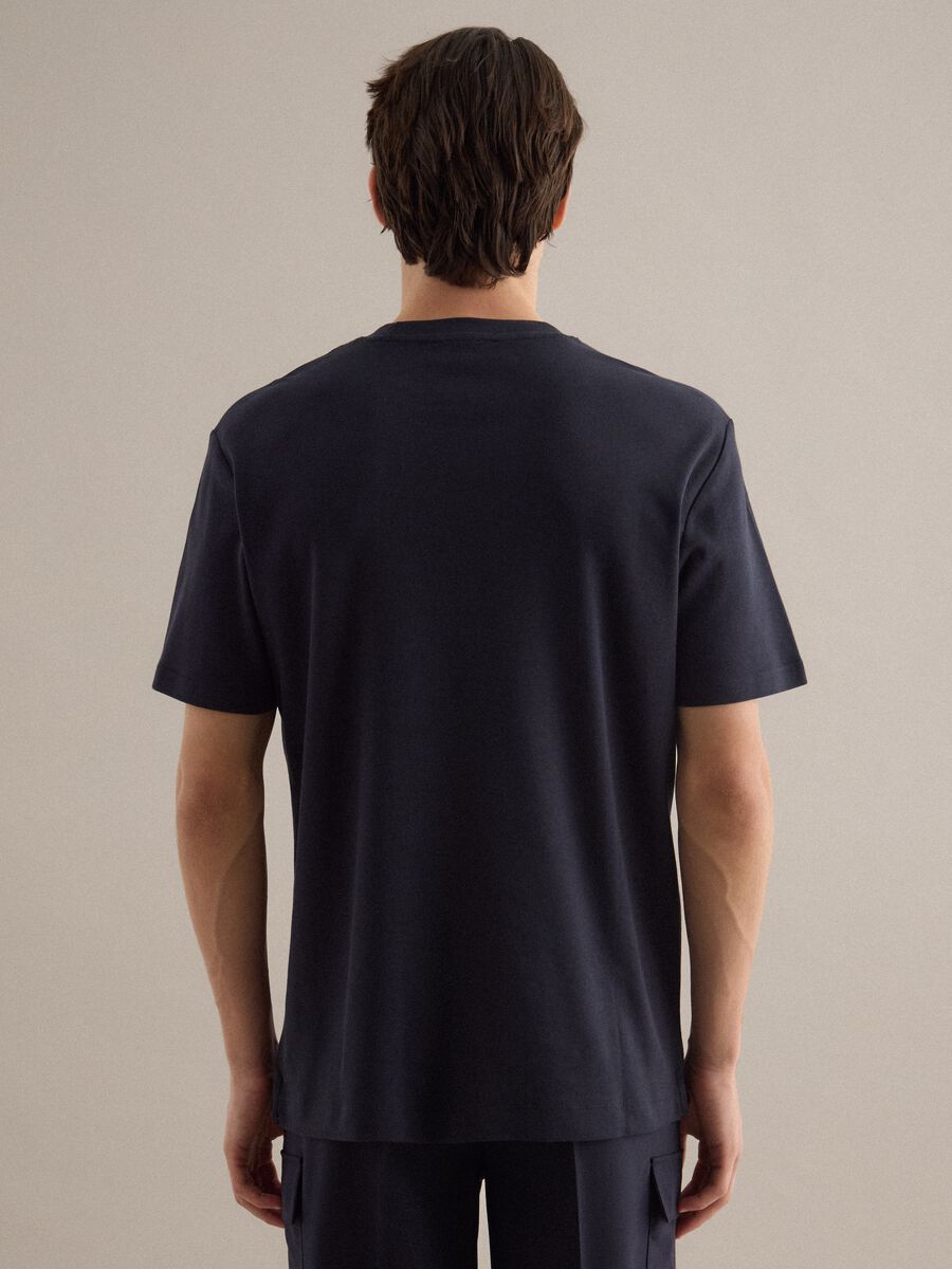 T-shirt girocollo in puro cotone nera regular fit_3