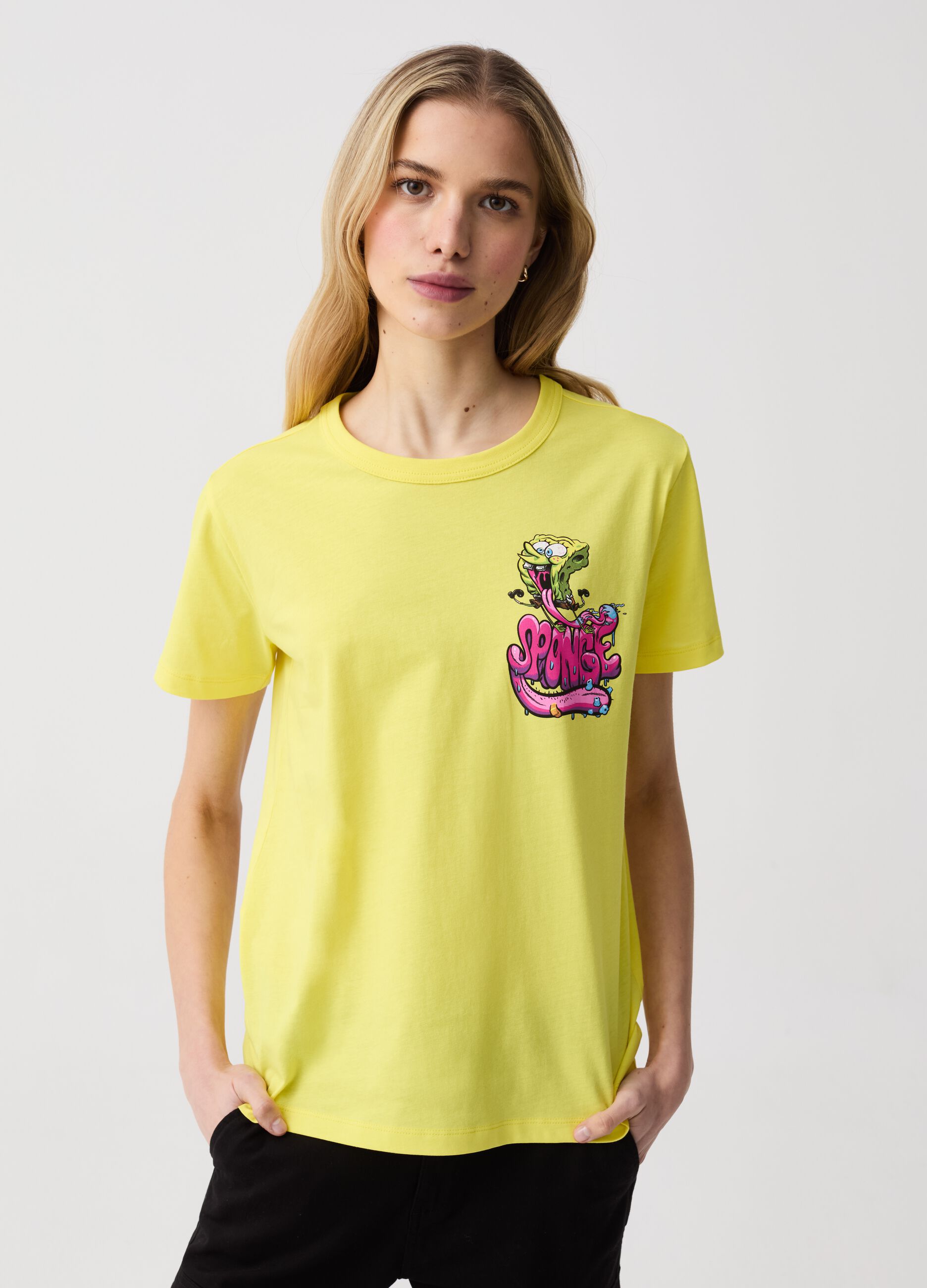 T-shirt in cotone con stampa SpongeBob