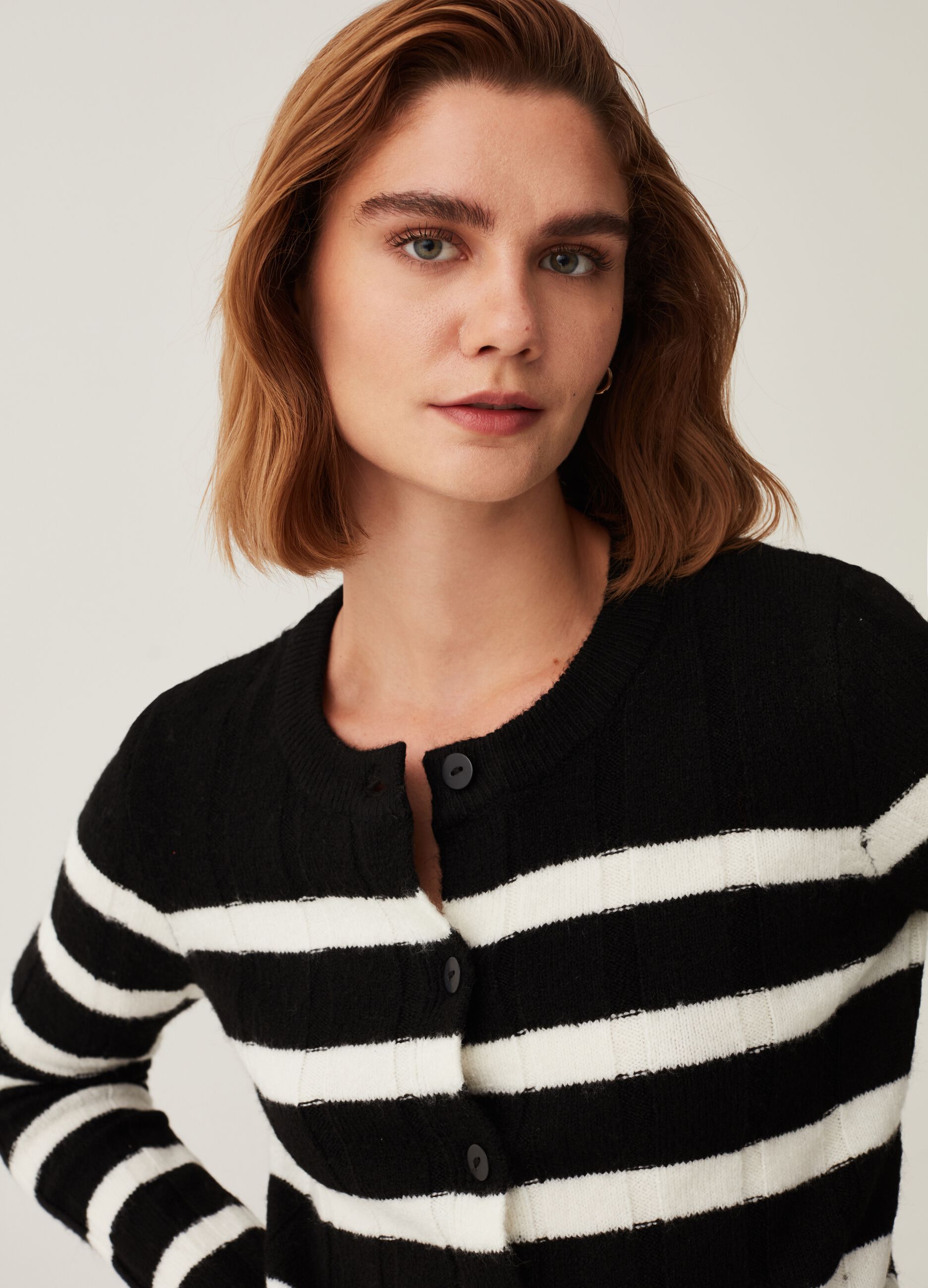Cardigan a coste con fantasia a righe_1