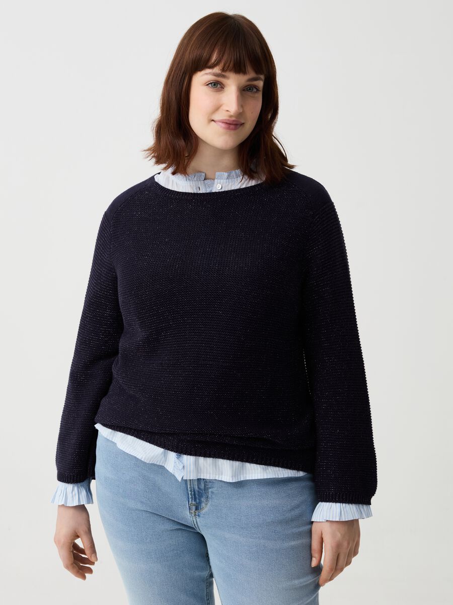 Curvy pullover in ribbed lurex_0